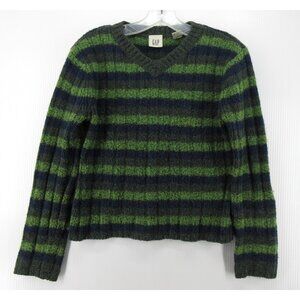 VINTAGE Gap Sweater Small Chenille Wool Blend Striped Cropped Y2K